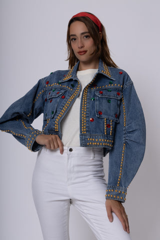 Giacca Jeans con borchie e pietre