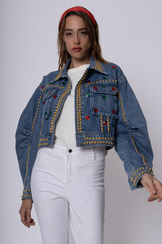 Giacca Jeans con borchie e pietre