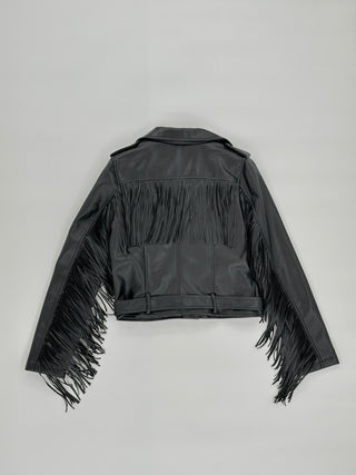 Giacca ecopelle con frange classico
