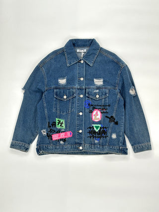 Giacca jeans con scritture over