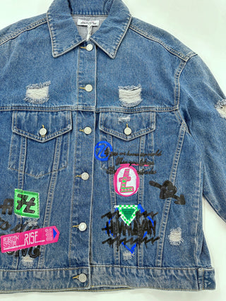 Giacca jeans con scritture over