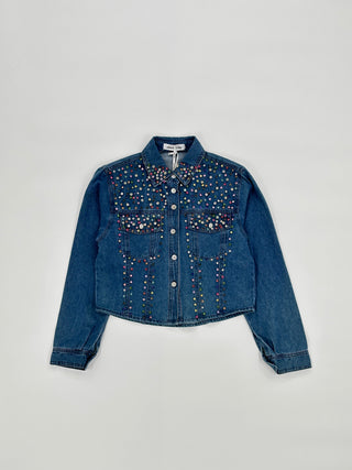 Giacca jeans con pietre brillante