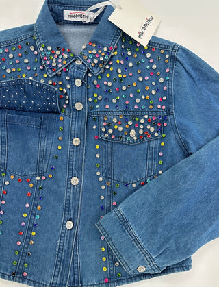 Giacca jeans con pietre brillante
