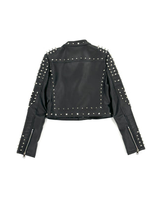 Giacca ecopelle con borchie metallizzata