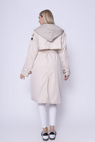 Trench con cappuccio felpa