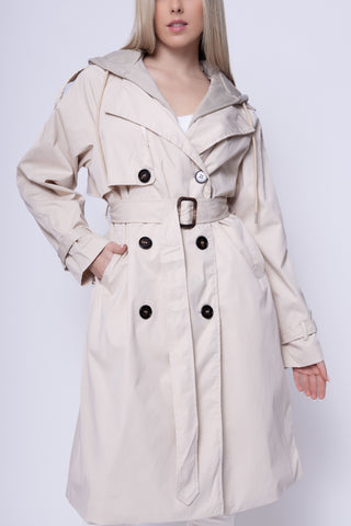 Trench con cappuccio felpa