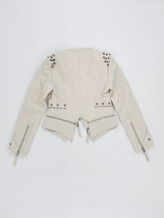 Giacca ecopelle con borchie su spalle