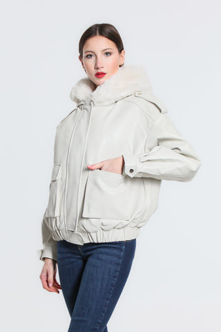 Giacca Bomber Ecopelle con Pelliccia