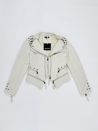 Giacca ecopelle con borchie su spalle